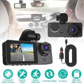 3-channel Car Camera With 32GB MMC Card (Option: Black)